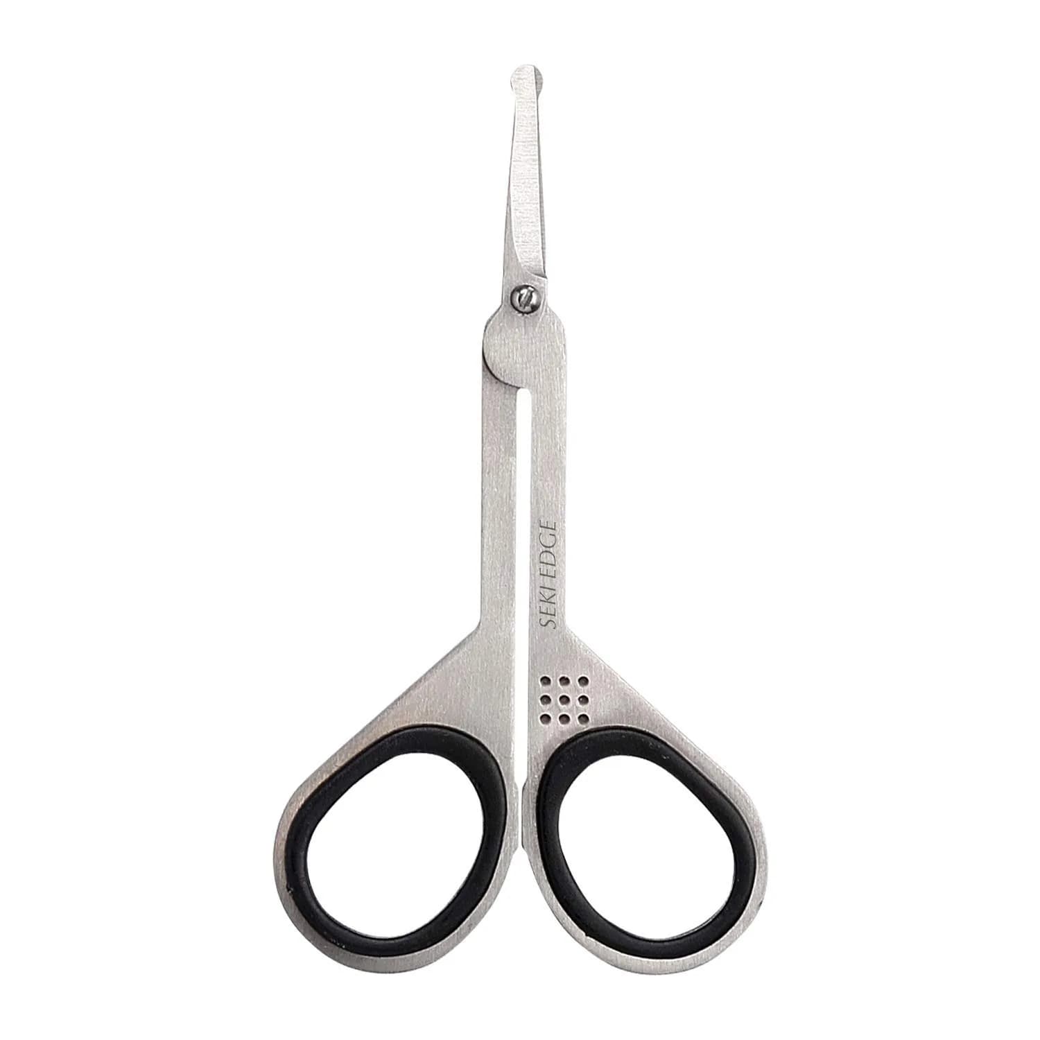 Seki EDGE Stainless Steel Nostril Scissors SS-908 | Rounded Tips for Safe Nose & Facial Hair Trimming — Green