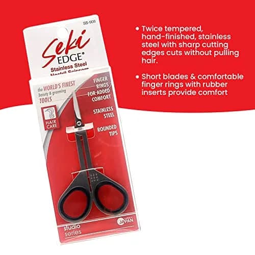 Seki EDGE Stainless Steel Nostril Scissors SS-908 | Rounded Tips for Safe Nose & Facial Hair Trimming thumbnail 2