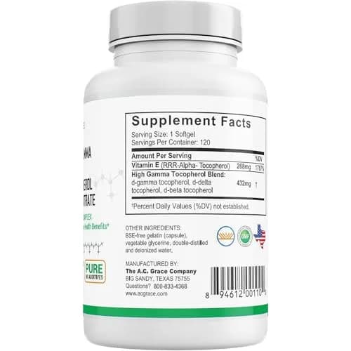UNIQUE E A.C. Grace Company Mixed Tocopherols 120 Soft Gels | Supports Brain & General Health thumbnail 7