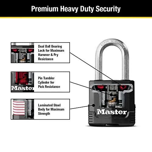 Master Lock Magnum Outdoor Padlock M115XDLF with 2 Keys | 48mm Laminated Steel Body, 38mm Boron-Carbide Shackle, Weather-Resistant thumbnail 5