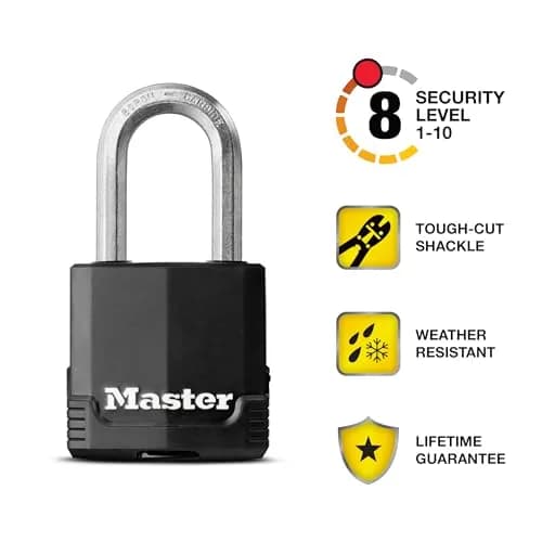 Master Lock Magnum Outdoor Padlock M115XDLF with 2 Keys | 48mm Laminated Steel Body, 38mm Boron-Carbide Shackle, Weather-Resistant thumbnail 2