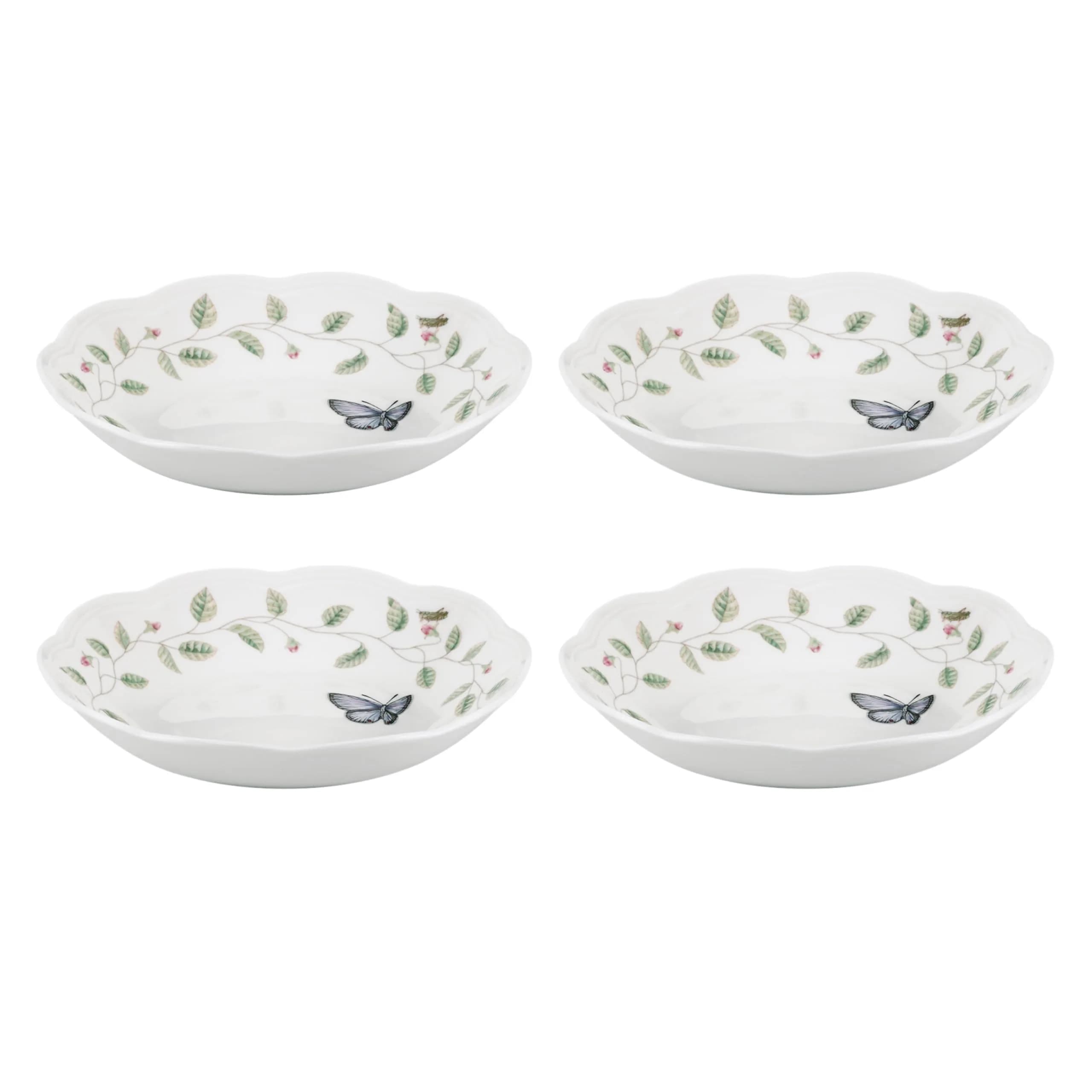 Lenox Butterfly Meadow Porcelain Pasta Bowl Set for 4, 20oz (591ml) | Dishwasher & Microwave Safe - main product image