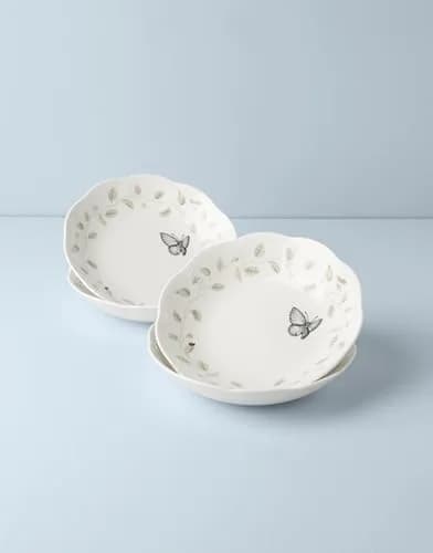 Lenox Butterfly Meadow Porcelain Pasta Bowl Set for 4, 20oz (591ml) | Dishwasher & Microwave Safe thumbnail 5