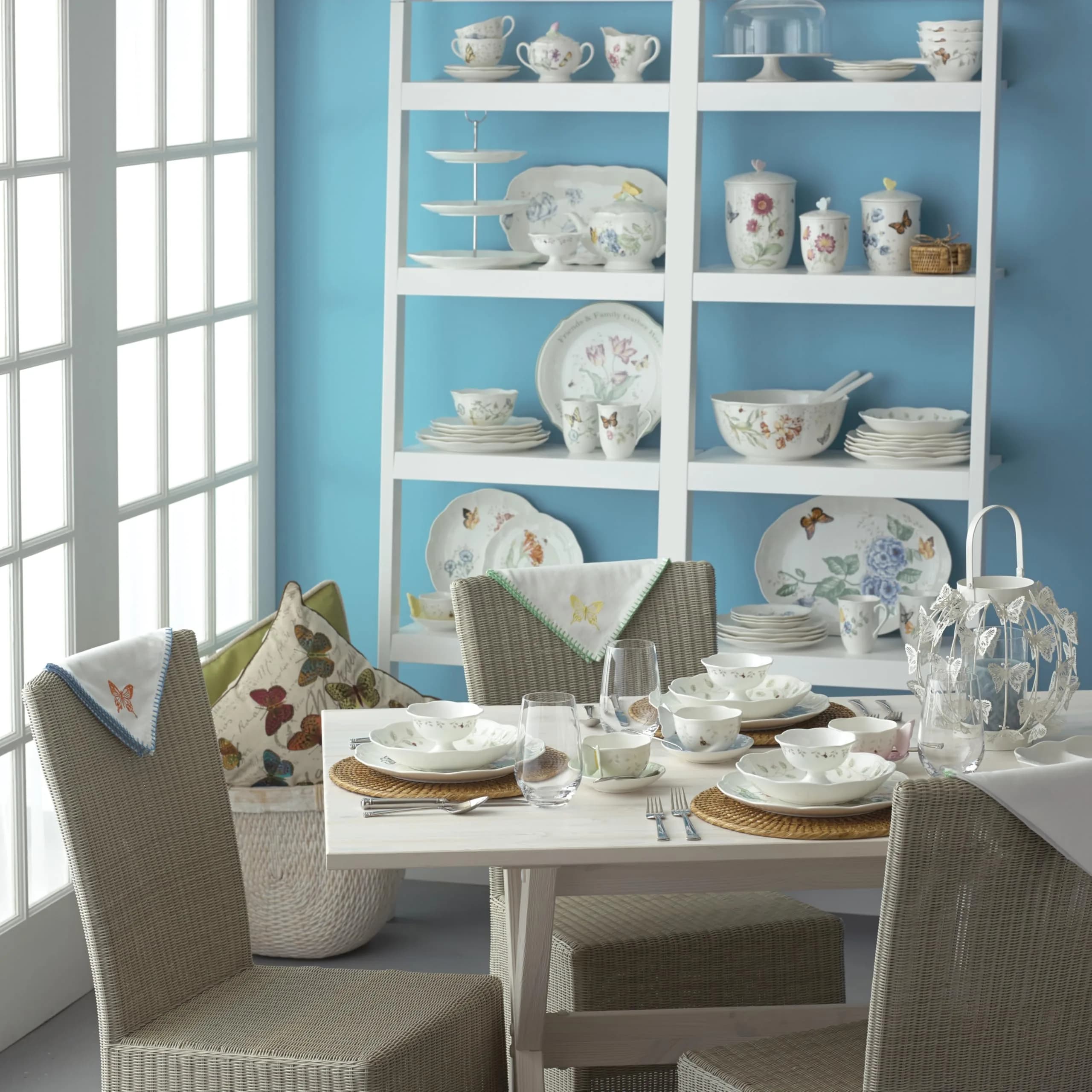 Lenox Butterfly Meadow Porcelain Pasta Bowl Set for 4, 20oz (591ml) | Dishwasher & Microwave Safe - view 6