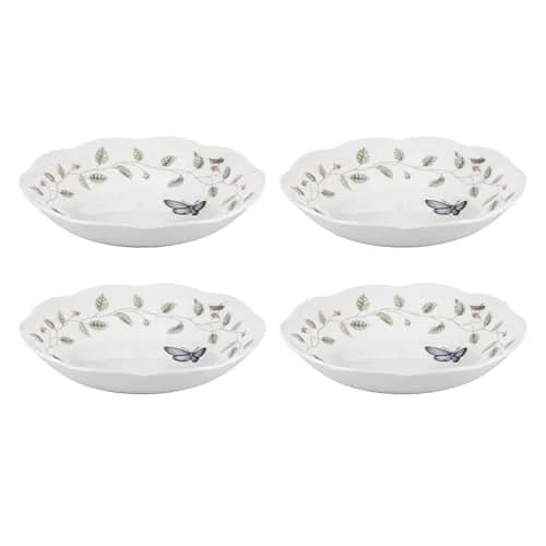 Lenox Butterfly Meadow Porcelain Pasta Bowl Set for 4, 20oz (591ml) | Dishwasher & Microwave Safe thumbnail 1