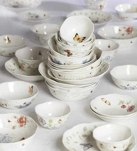 Lenox Butterfly Meadow Porcelain Pasta Bowl Set for 4, 20oz (591ml) | Dishwasher & Microwave Safe thumbnail 7