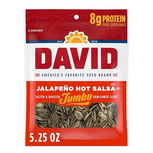 David Sunflower Seeds Jalapeño Hot Salsa Roasted & Salted 5.25 oz | Keto Friendly, 12 Pack thumbnail 1