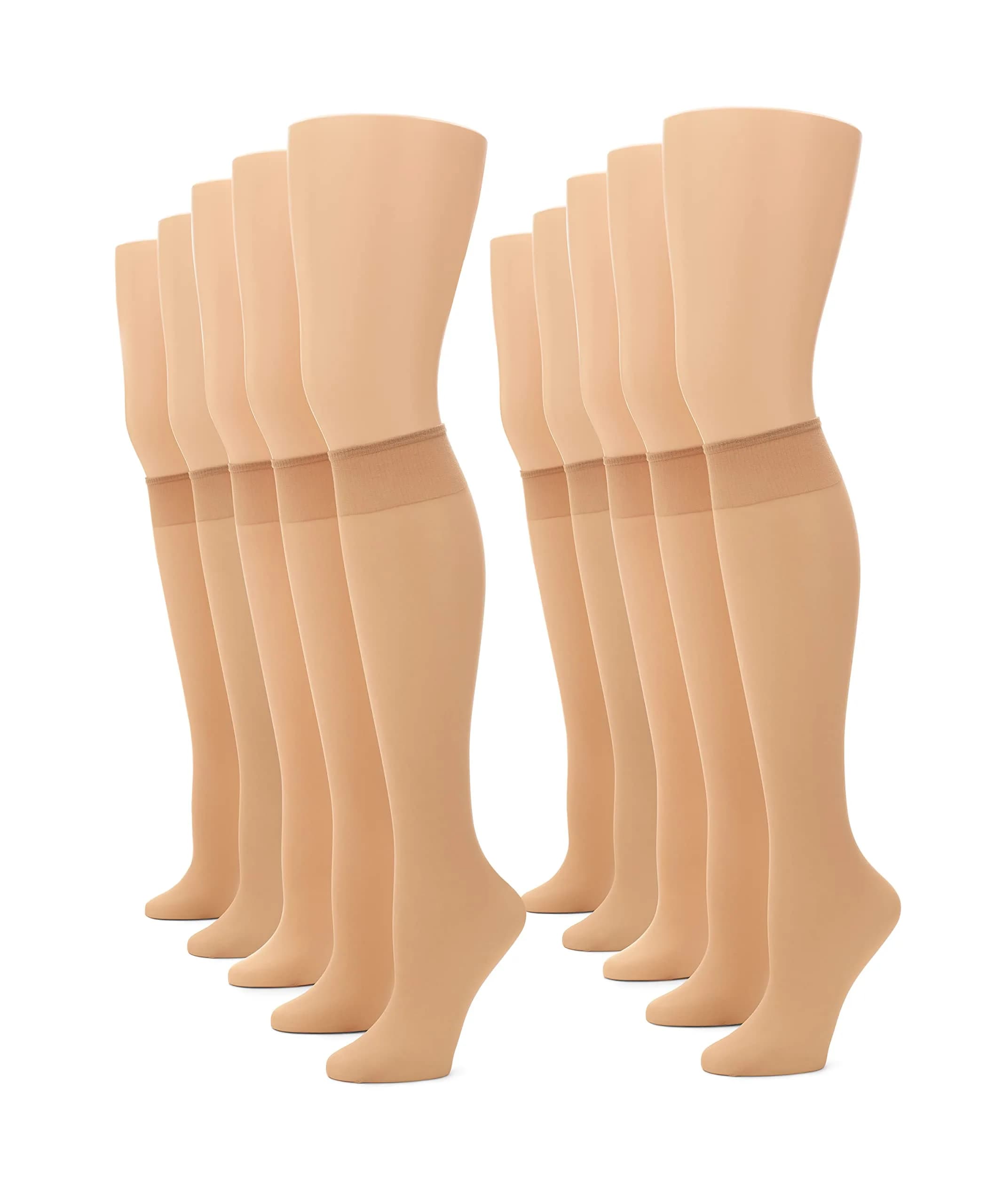 no nonsense Sheer Stockings for Women, Knee Highs | Sheer Nylon Stockings with Comfort Top