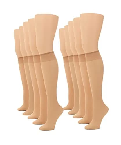 no nonsense Sheer Stockings for Women, Knee Highs | Sheer Nylon Stockings with Comfort Top thumbnail 1