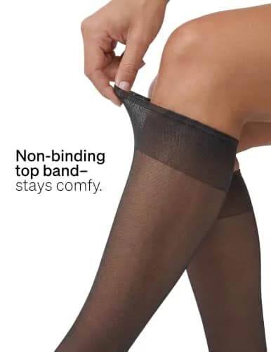 no nonsense Sheer Stockings for Women, Knee Highs | Sheer Nylon Stockings with Comfort Top thumbnail 5