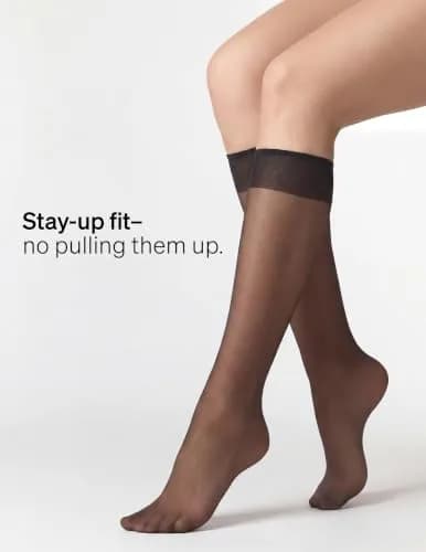 no nonsense Sheer Stockings for Women, Knee Highs | Sheer Nylon Stockings with Comfort Top thumbnail 6