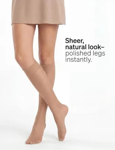 no nonsense Sheer Stockings for Women, Knee Highs | Sheer Nylon, Comfortable Fit, 10 Pair Pack thumbnail 4