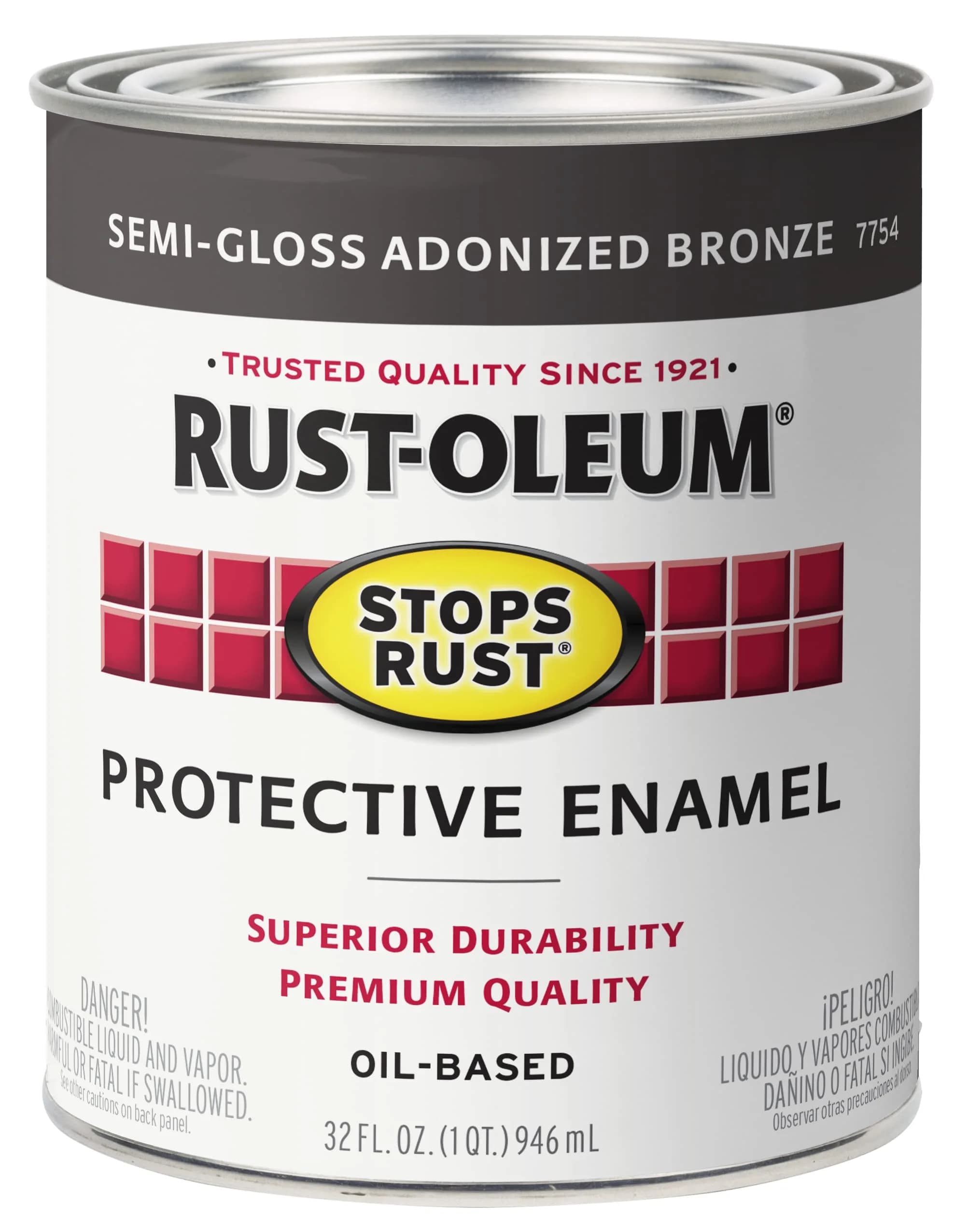 Rust-Oleum Stops Rust Semi-Gloss Enamel Paint 32 Fl Oz | Rust & Corrosion Resistant for Indoor & Outdoor Surfaces — Semi-Gloss Anodized Bronze