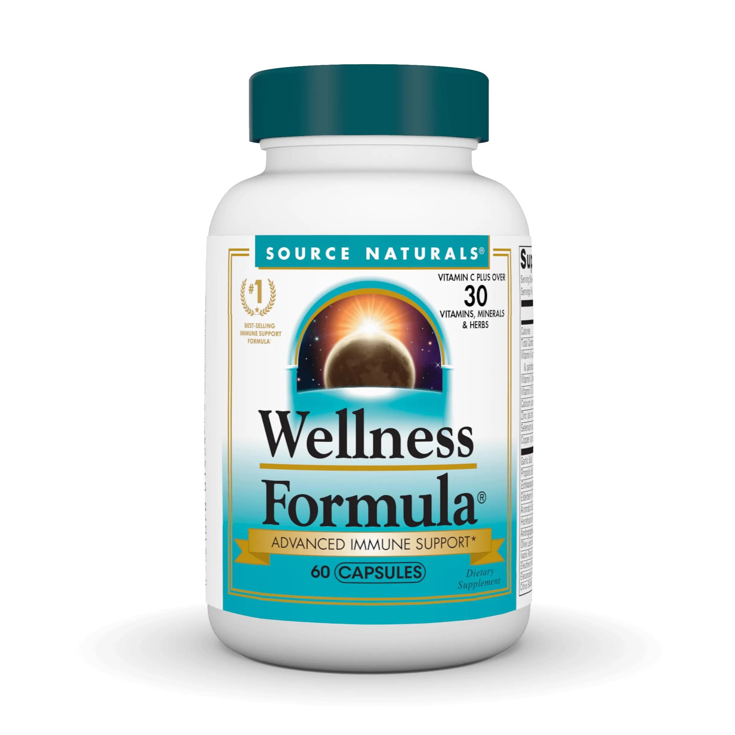 Source Naturals Wellness Formula, Advanced Immune Support - 60 Capsules | Herbal & Vitamin Defense — No Color