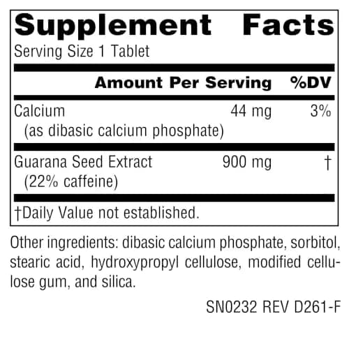 Source Naturals Guarana Energizer, 900 mg | Natural Brazil Herb for Energy & Focus thumbnail 2