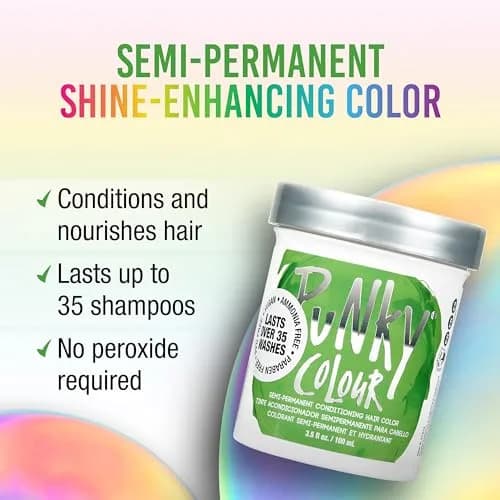 Punky Spring Green Semi Permanent Hair Color 100ml (3.5 Fl Oz) | Vegan & Cruelty-Free Conditioning Hair Dye thumbnail 2