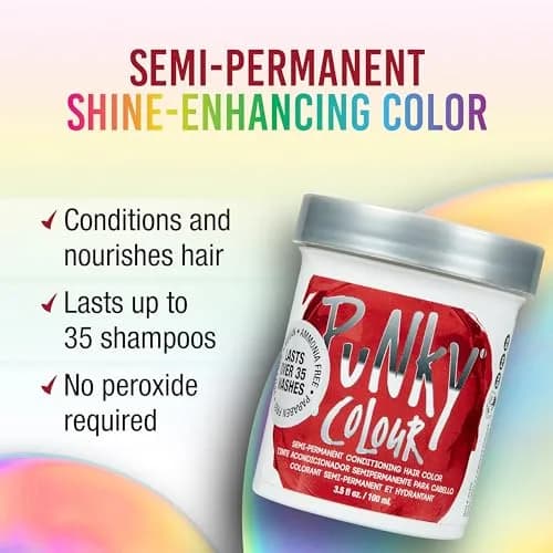 Punky Vermillion Red Semi-Permanent Hair Color 103ml (3.5 Fl Oz) | Vegan & Cruelty-Free Conditioning Hair Dye thumbnail 2
