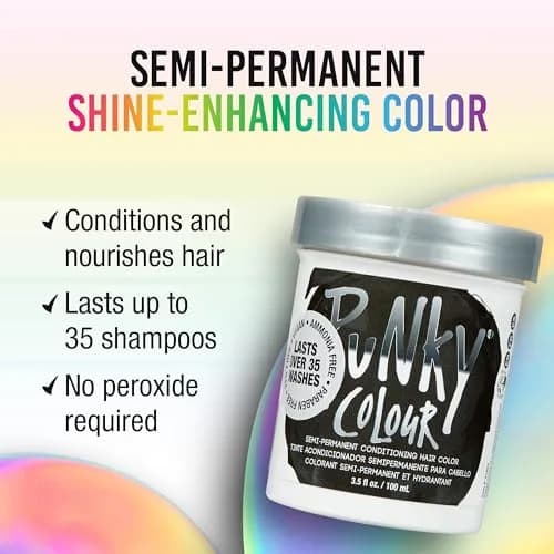 Punky Ebony Semi Permanent Hair Color 103.5ml (3.5 fl oz) | Vegan & Cruelty-Free Conditioning Hair Dye thumbnail 2