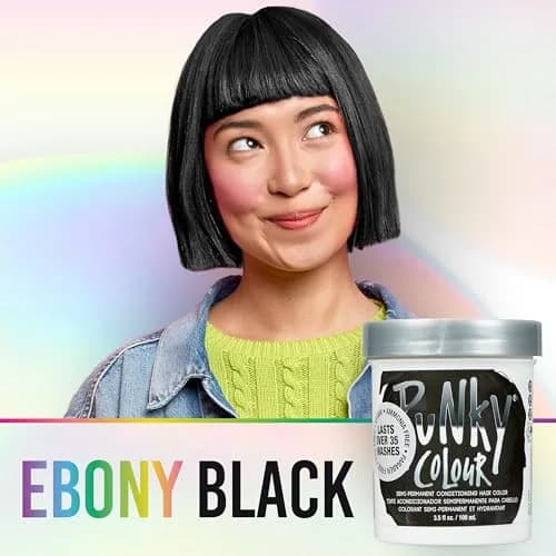 Punky Ebony Semi Permanent Hair Color 103.5ml (3.5 fl oz) | Vegan & Cruelty-Free Conditioning Hair Dye thumbnail 3
