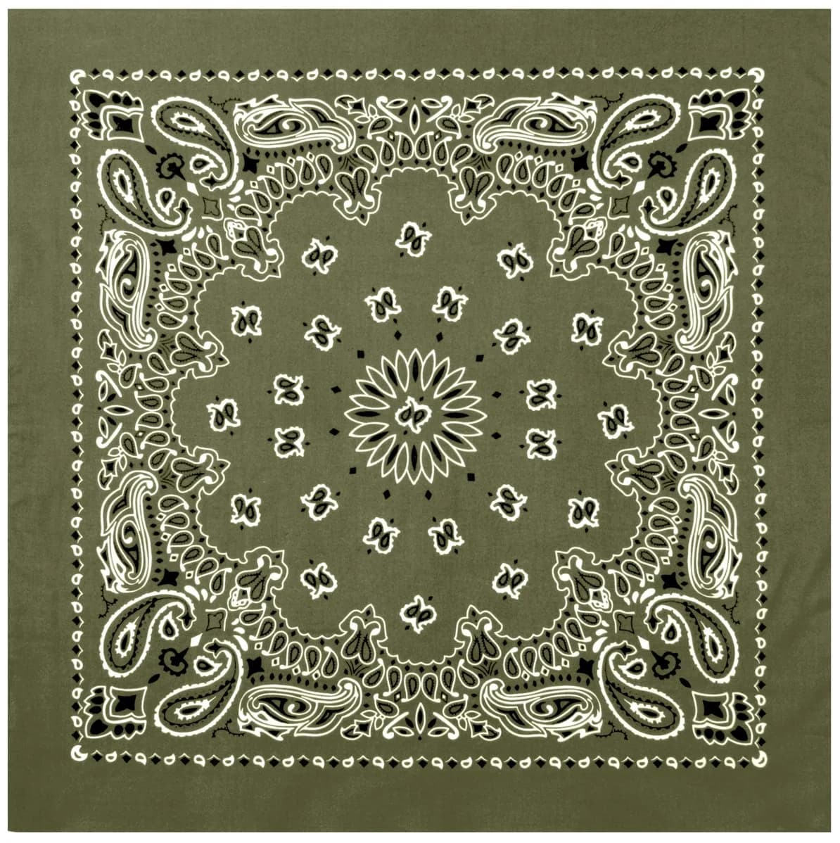 Rothco Trainmen Paisley Bandana – Extra-Large - 27" X 27" - Olive Drab | Versatile Cotton Accessory for Daily & Outdoor Use