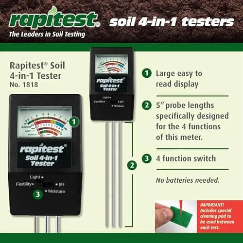 Luster Leaf 1818 Rapitest 4-in-1 Soil pH/Moisture/Fertility/Light Tester, Fertility thumbnail 5