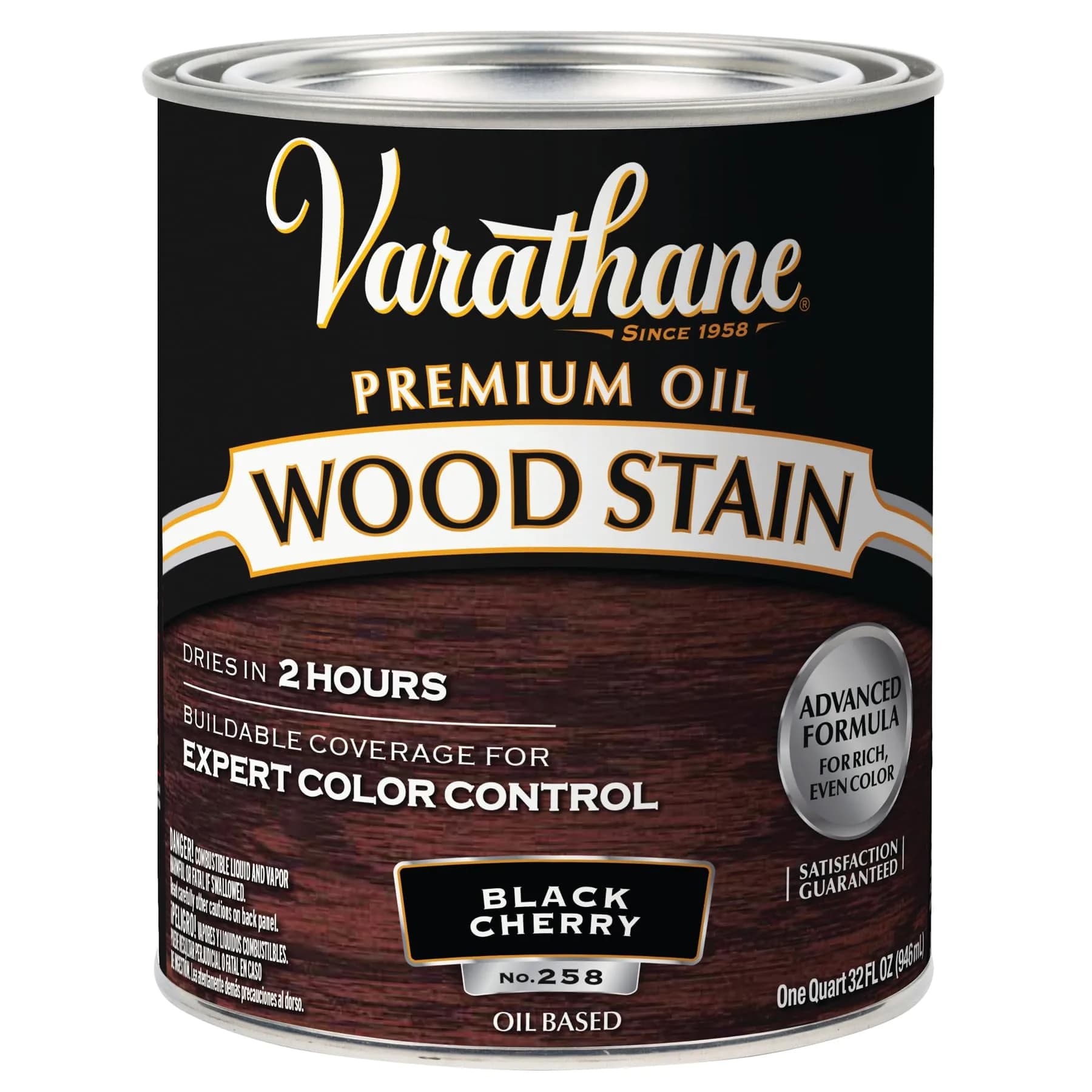 Varathane Dry Black Cherry Oil-Based Wood Stain 946ml (32 Fl Oz) | Deep Rich Color for Interior Wood - main product image