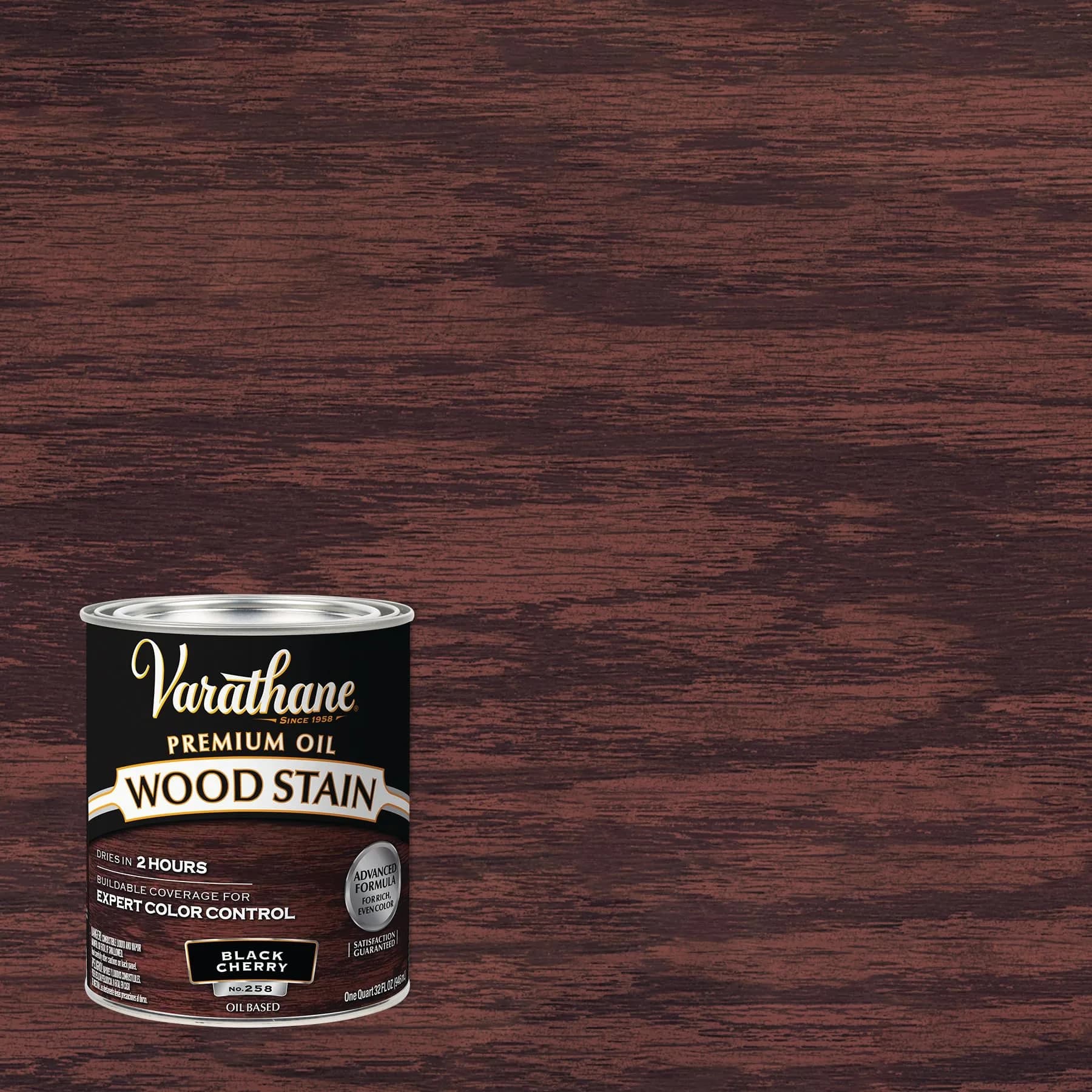 Varathane Dry Black Cherry Oil-Based Wood Stain 946ml (32 Fl Oz) | Deep Rich Color for Interior Wood - view 2