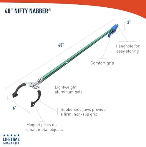 UNGER 48" Nifty Nabber Reacher with Built-in Magnet & Ergonomic Grip | Lightweight Aluminum Pole for High & Low Reach thumbnail 8