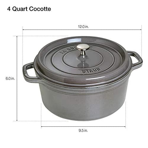 STAUB Cast Iron Round Dutch Oven 4-qt | Made in France, Moist & Flavorful Cooking thumbnail 3
