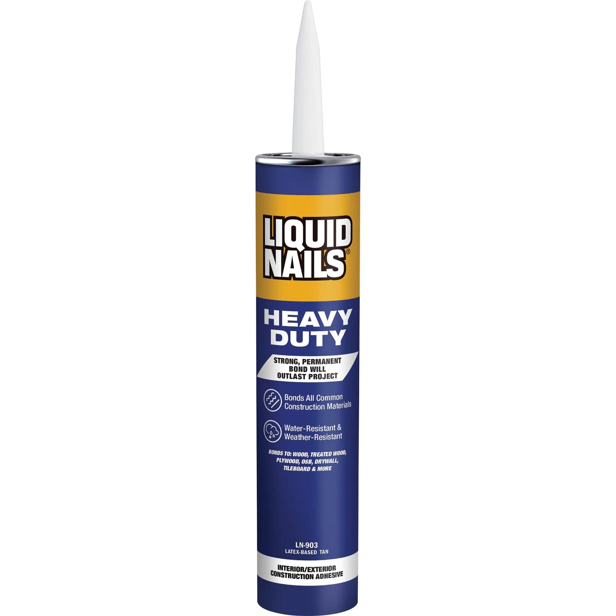 Liquid Nails Heavy Duty Construction Adhesive 10 oz | Impact-Resistant, Waterproof Bond for Heavy Materials — 10 Ounce