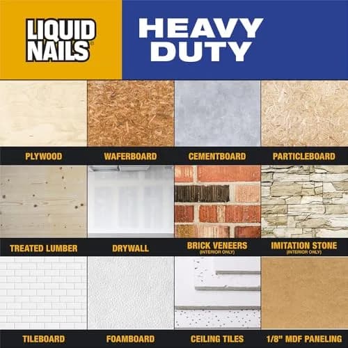 Liquid Nails Heavy Duty Construction Adhesive 10 oz | Impact-Resistant, Waterproof Bond for Heavy Materials thumbnail 5