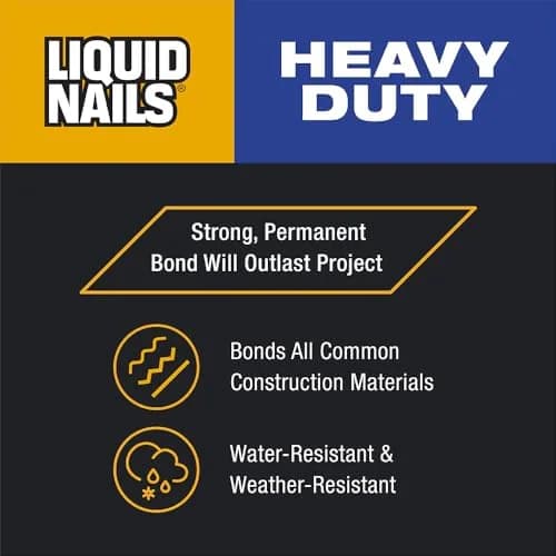 Liquid Nails Heavy Duty Construction Adhesive 10 oz | Impact-Resistant, Waterproof Bond for Heavy Materials thumbnail 2