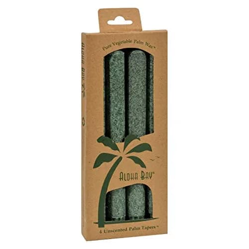 Aloha Bay Coconut Taper Candle 4-Pack | Green | Dripless, Unscented | 9 Inch, 9 Hours thumbnail 1