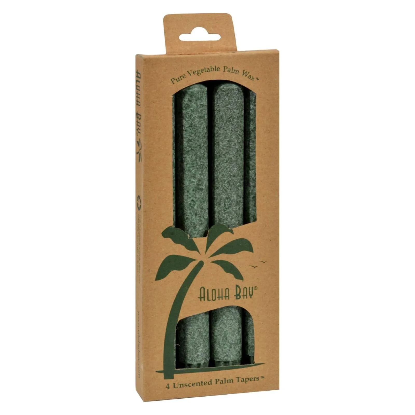 Aloha Bay Coconut Taper Candle 4-Pack | Green | Dripless, Unscented | 9 Inch, 9 Hours