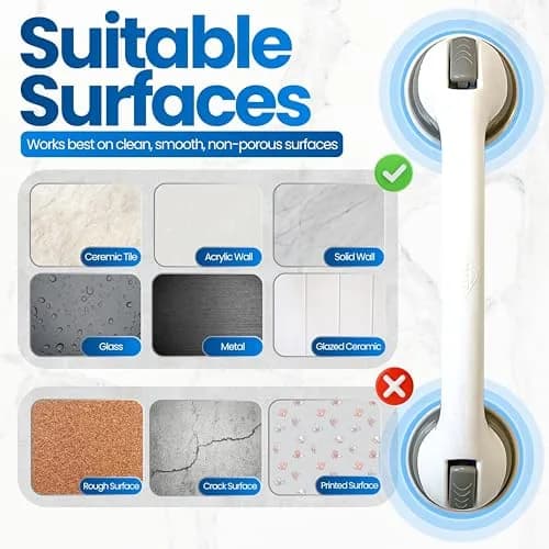 Safe-er-Grip 16-Inch Suction Cup Grab Bar for Bathtub and Shower | Portable Bathroom Safety Handle thumbnail 5