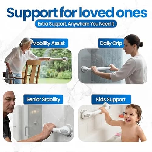 Safe-er-Grip 16-Inch Suction Cup Grab Bar for Bathtub and Shower | Portable Bathroom Safety Handle thumbnail 6