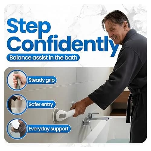 Safe-er-Grip 16-Inch Suction Cup Grab Bar for Bathtub and Shower | Portable Bathroom Safety Handle thumbnail 3