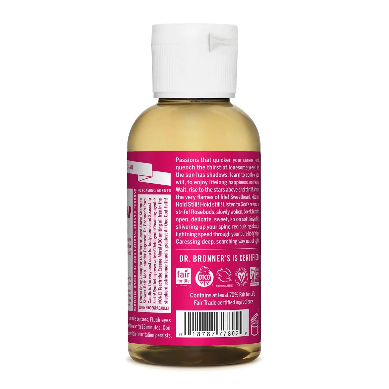 Dr. Bronner's Pure-Castile Liquid Soap - Rose Scent, 2 Fl Oz (Pack of 1) - view 2