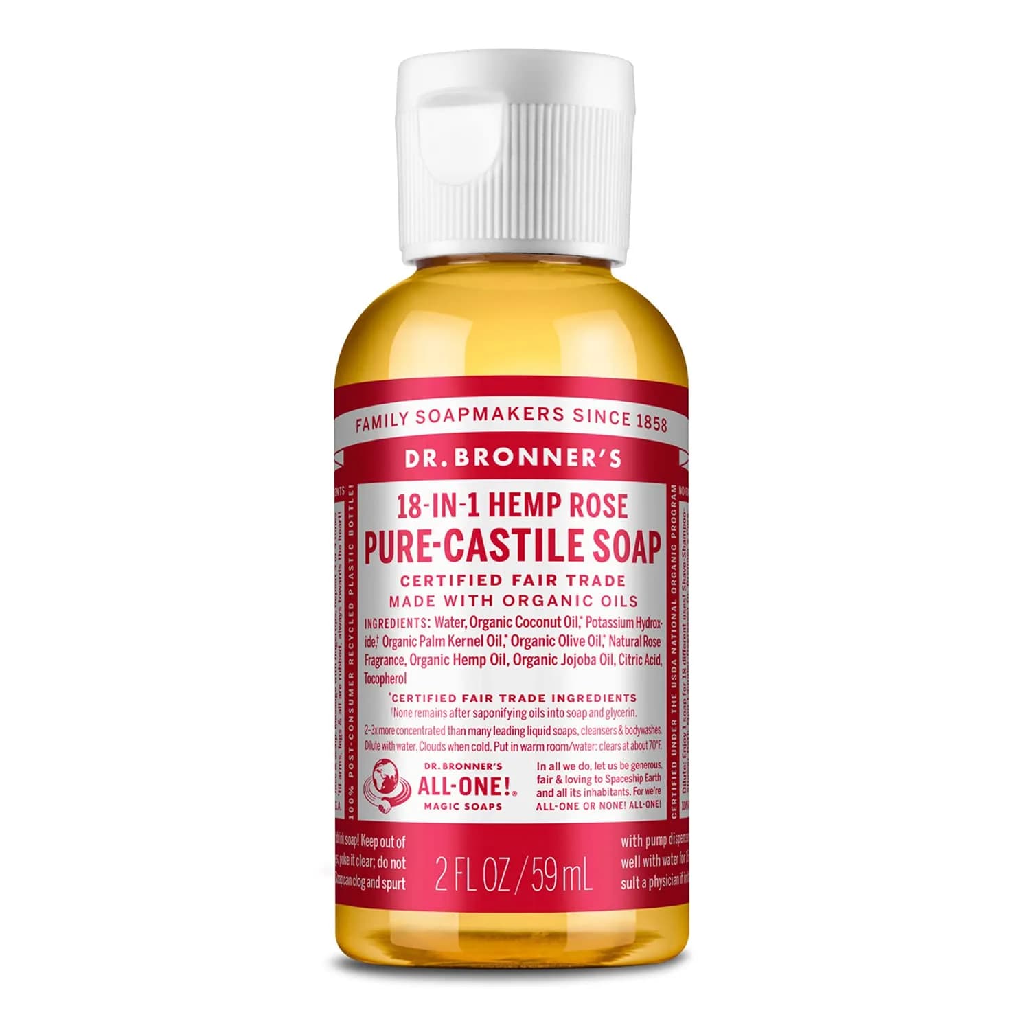 Dr. Bronner's Pure-Castile Liquid Soap Lavender 236ml (8 Fl Oz) | Gentle Face, Body, Baby & Sensitive Skin Cleanser — 2 Fl Oz
