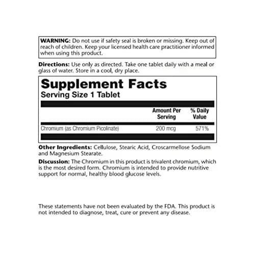 Solaray Chromium Picolinate 200mcg | 100ct | Supports Carbohydrate Metabolism thumbnail 3