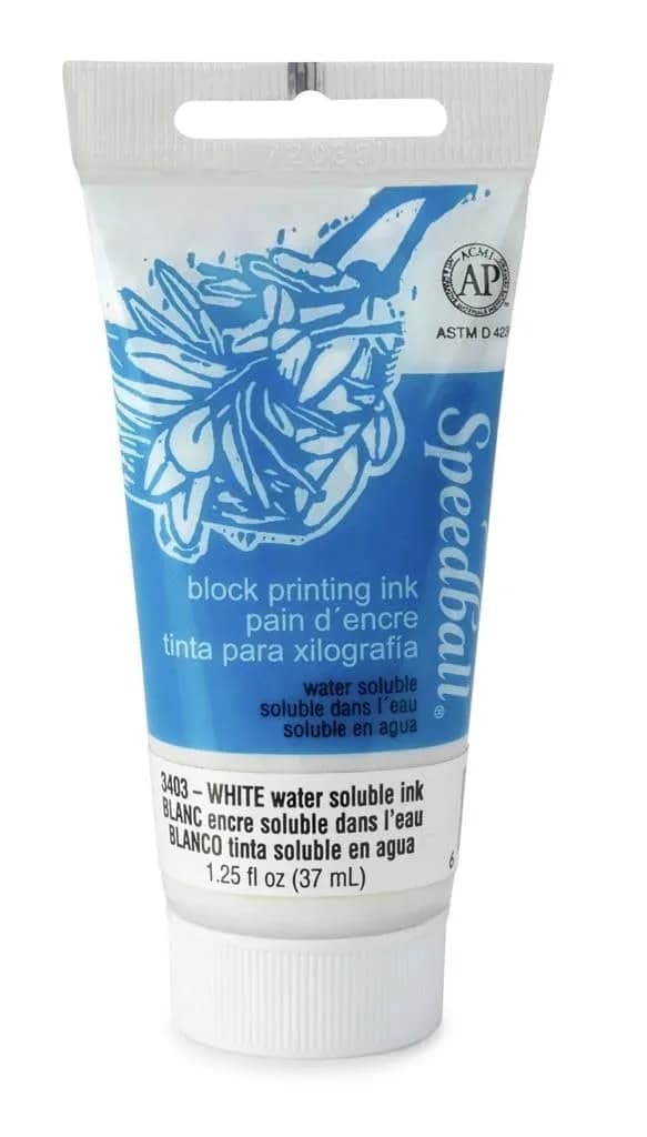 Speedball Water Soluble Block Printing Ink, White, 37ml (1.3 fl oz) | Mixes Easily, Dries Satin - main product image