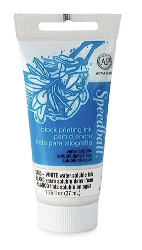Speedball Water Soluble Block Printing Ink, White, 37ml (1.3 fl oz) | Mixes Easily, Dries Satin thumbnail 1