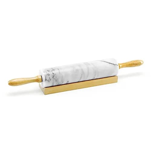 Norpro Marble Rolling Pin with Wooden Stand | 25.5cm (10") Roller, 10cm (4") Handles thumbnail 1
