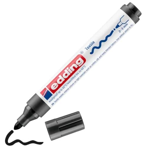 edding Textile Marker Black 1 Pen 2-3mm | Wash-Resistant Fabric Marker for Drawing & Decorating thumbnail 1