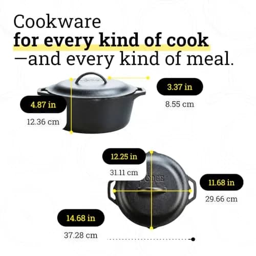 Lodge Cast Iron Dutch Oven with Loop Handle, Oven-Safe, 7 Quart (6.6 L) | Even Heat Distribution for Sourdough & Braises thumbnail 5