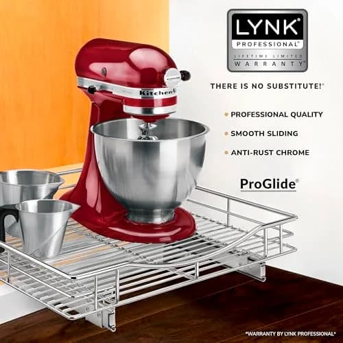 LYNK PROFESSIONAL Pull Out Cabinet Organizer, Kitchen Slide Out Drawer | Heavy-Duty Chrome Storage thumbnail 2