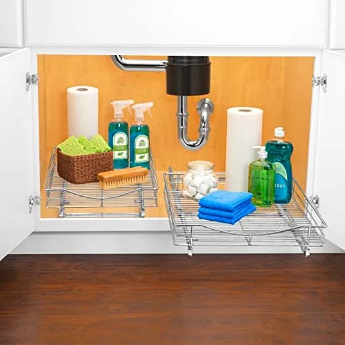 LYNK PROFESSIONAL Pull Out Cabinet Organizer 11" W x 21" D Chrome | Heavy-Duty Kitchen Drawer thumbnail 6