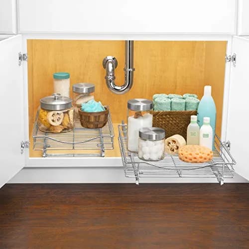 LYNK PROFESSIONAL Pull Out Cabinet Organizer 11" W x 21" D Chrome | Heavy-Duty Kitchen Drawer thumbnail 9