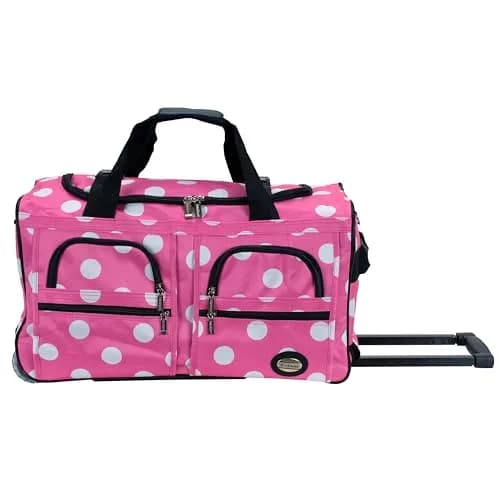 Rockland 22" Pink Dot Polyester Rolling Duffel Bag | Heavy Duty Wheels & Spacious Main Compartment thumbnail 1