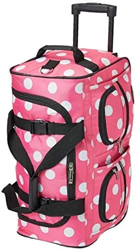 Rockland 22" Pink Dot Polyester Rolling Duffel Bag | Heavy Duty Wheels & Spacious Main Compartment thumbnail 4